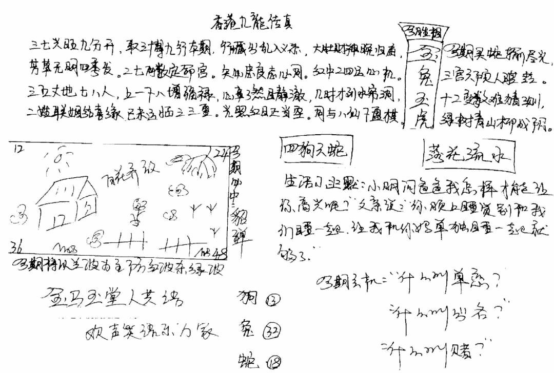 六合彩083期手写九龙内幕(早图)(黑白)