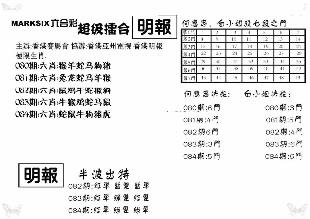 六合彩084期超级擂台(黑白)