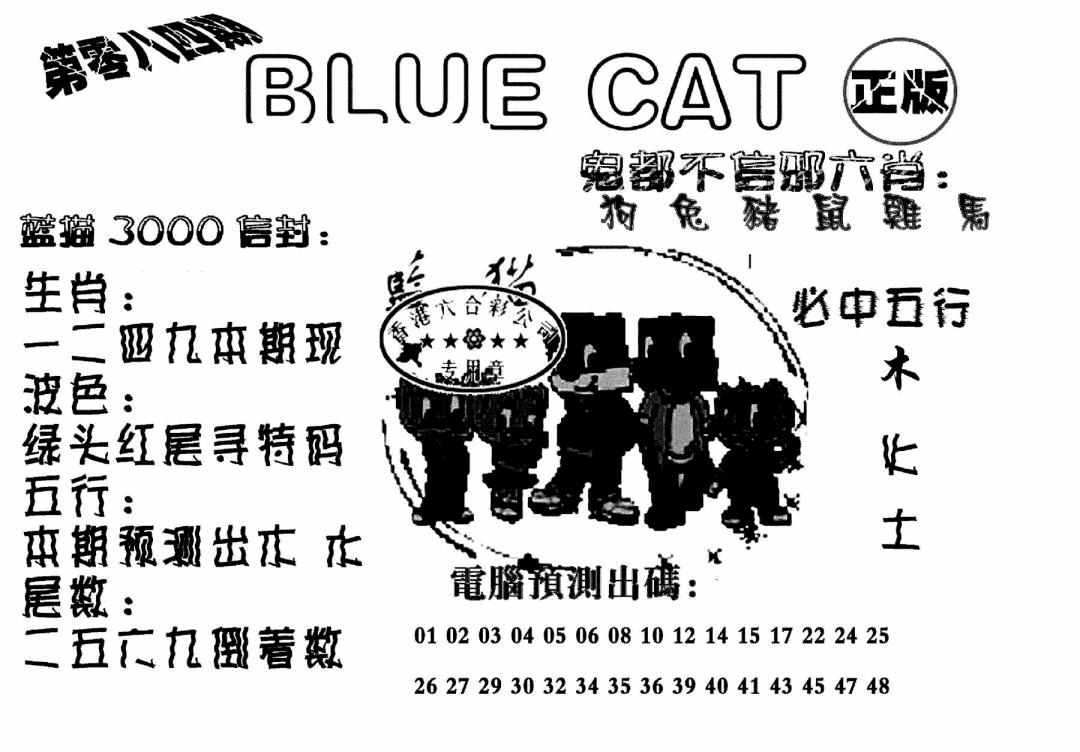 六合彩084期蓝猫Blue Cat(黑白)
