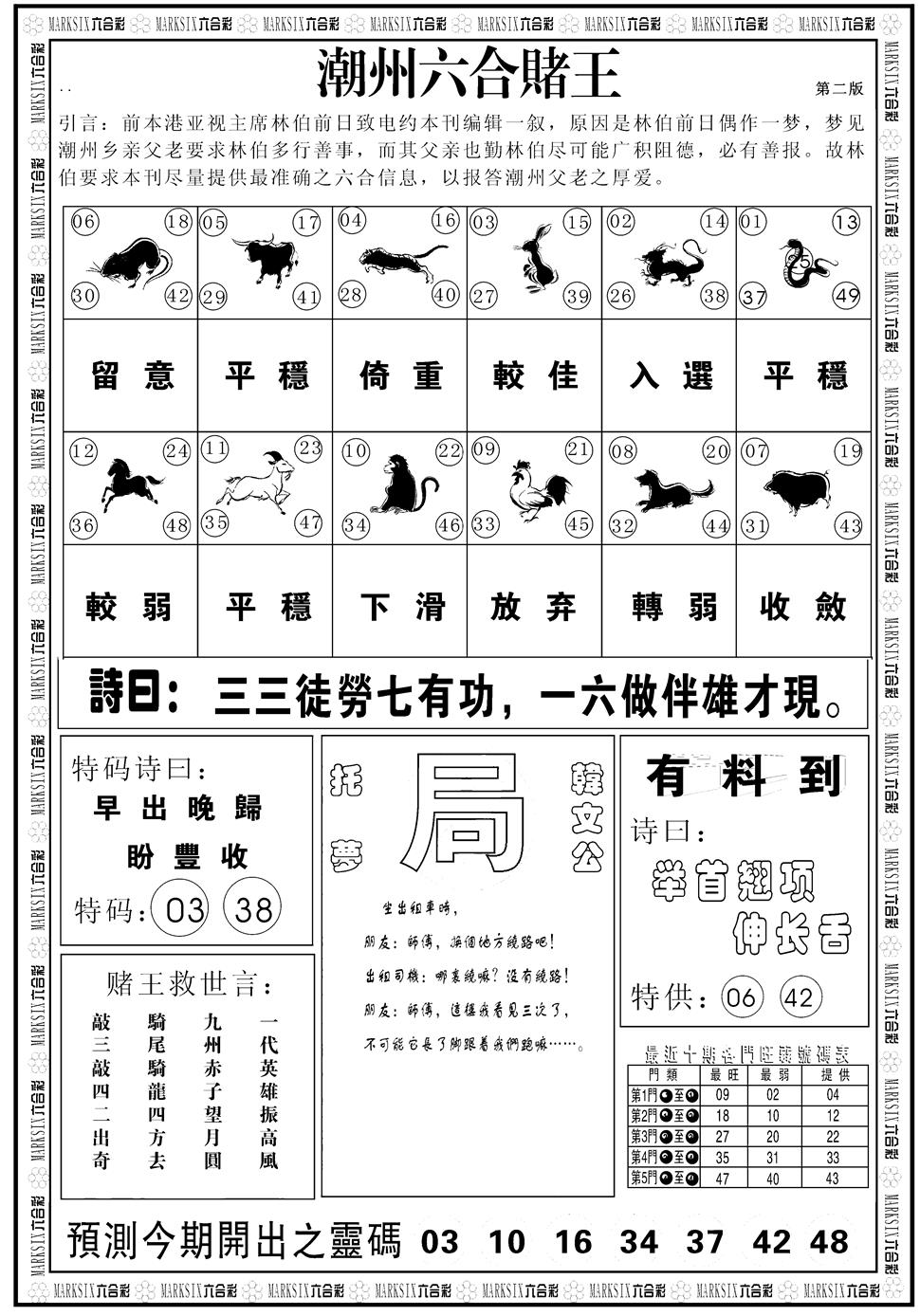 六合彩084期另版潮州六合赌王B(黑白)
