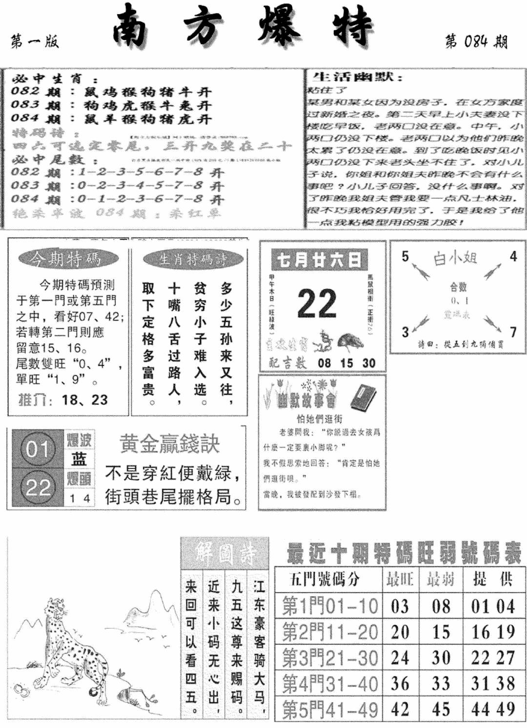 六合彩084期南方爆特A(新图)(黑白)