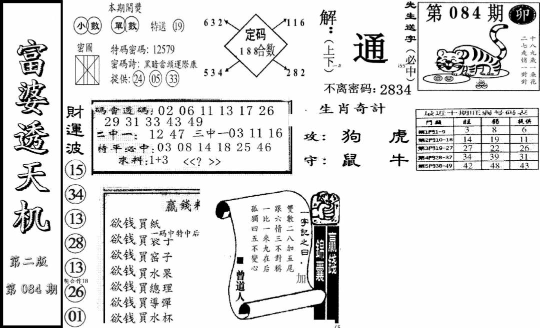 六合彩084期富婆透天机B(新图)(黑白)