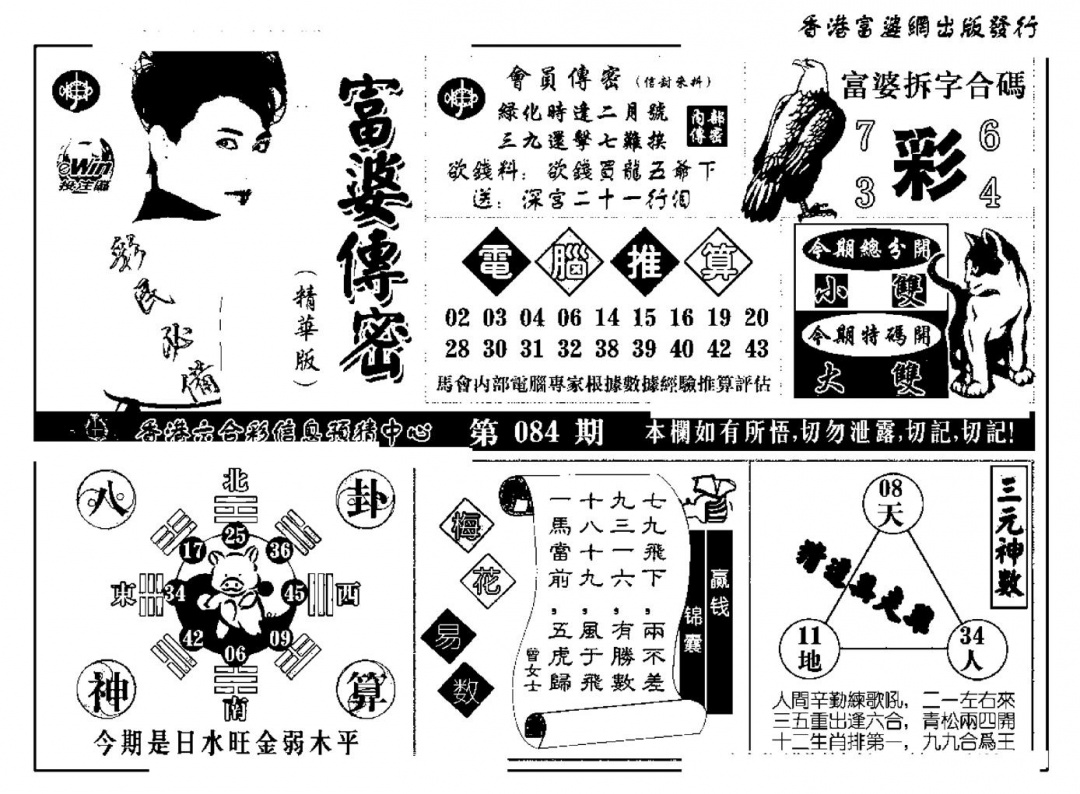 六合彩084期富婆传密(新料)(黑白)