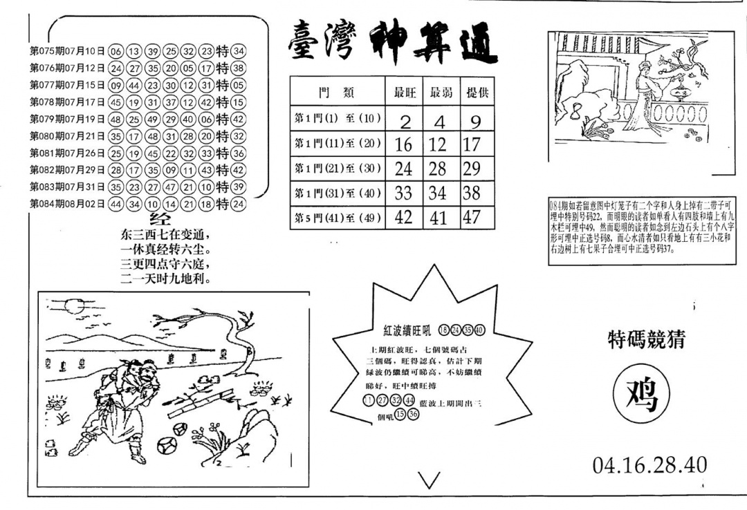 六合彩085期老潮汕台湾神算(黑白)