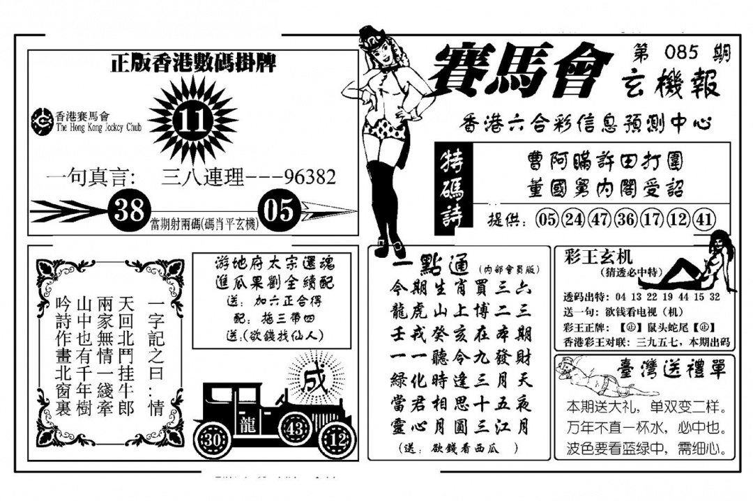 六合彩085期赛马会玄机报(新图)(黑白)