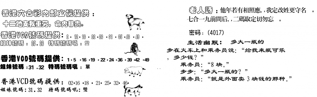 六合彩085期当日跑狗(黑白)