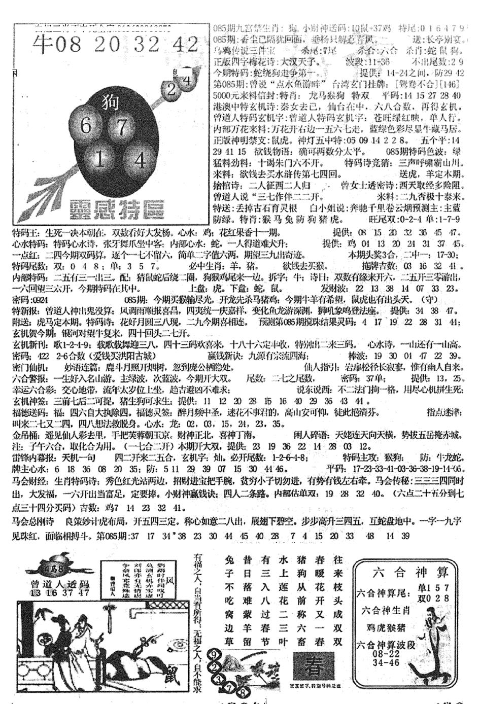 六合彩085期平西版彩霸王B(黑白)