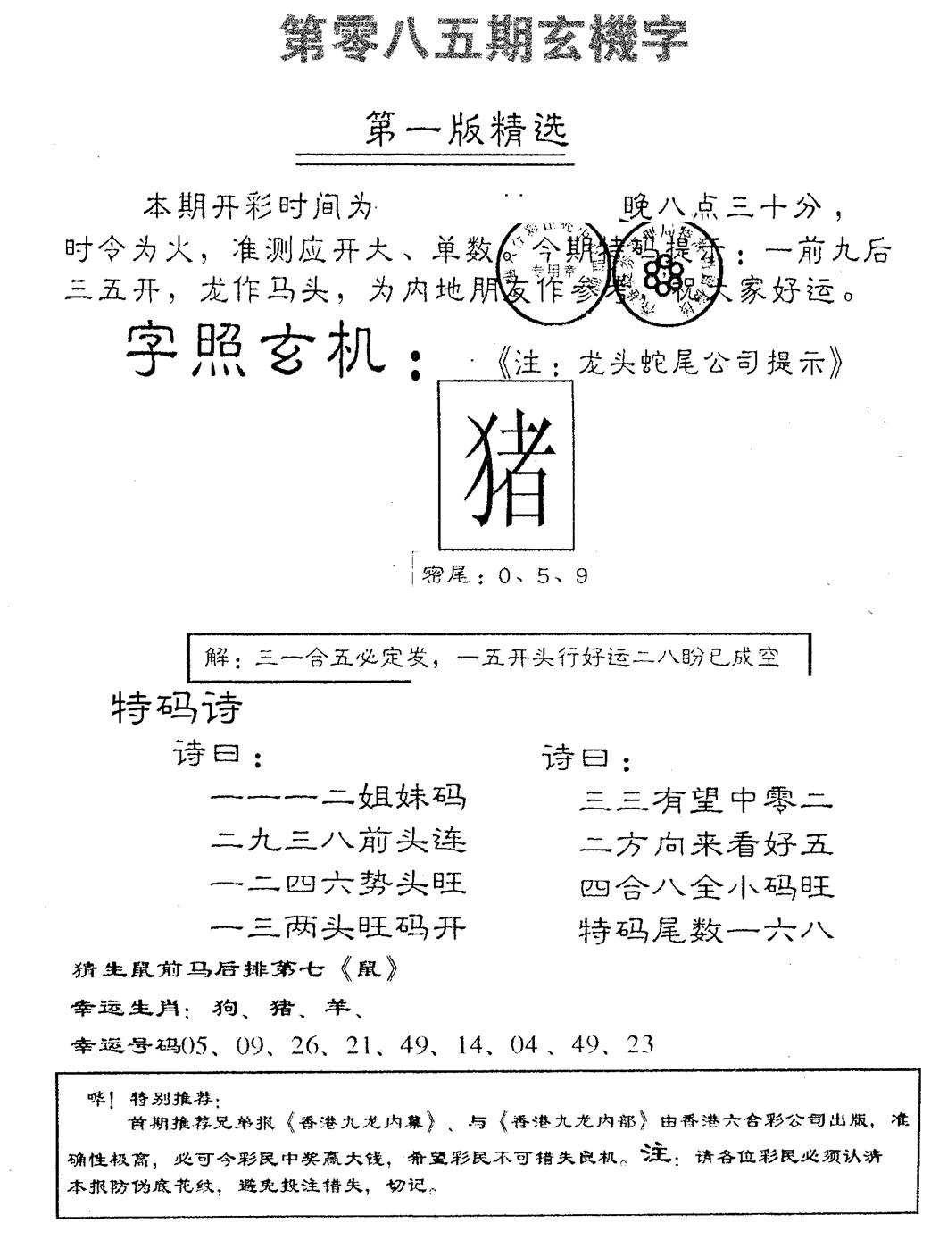 六合彩085期蛇尾A(黑白)