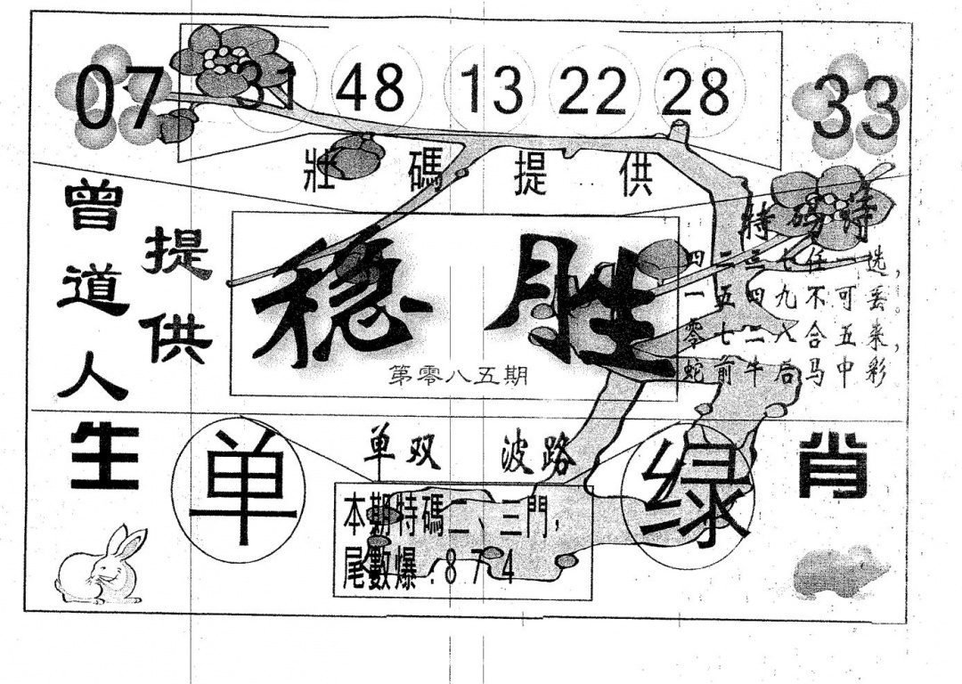 六合彩085期稳胜(黑白)
