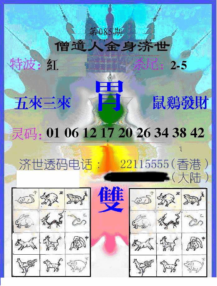 六合彩085期另金身济世(黑白)