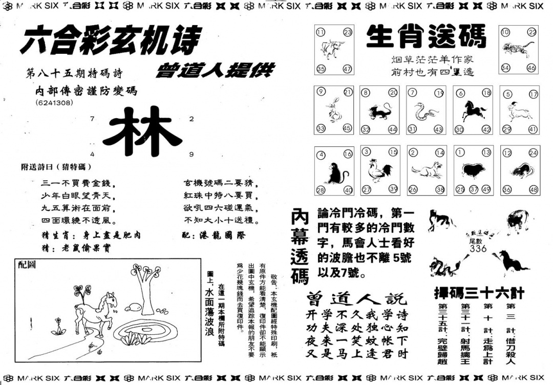 六合彩085期另版新内幕B(黑白)