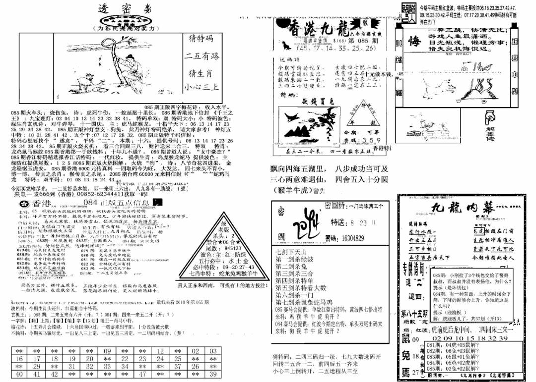 六合彩085期另新透密数B(新)(黑白)