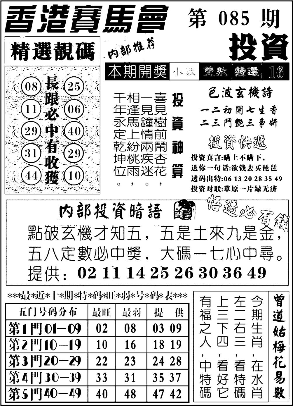 六合彩085期九龙投资(黑白)