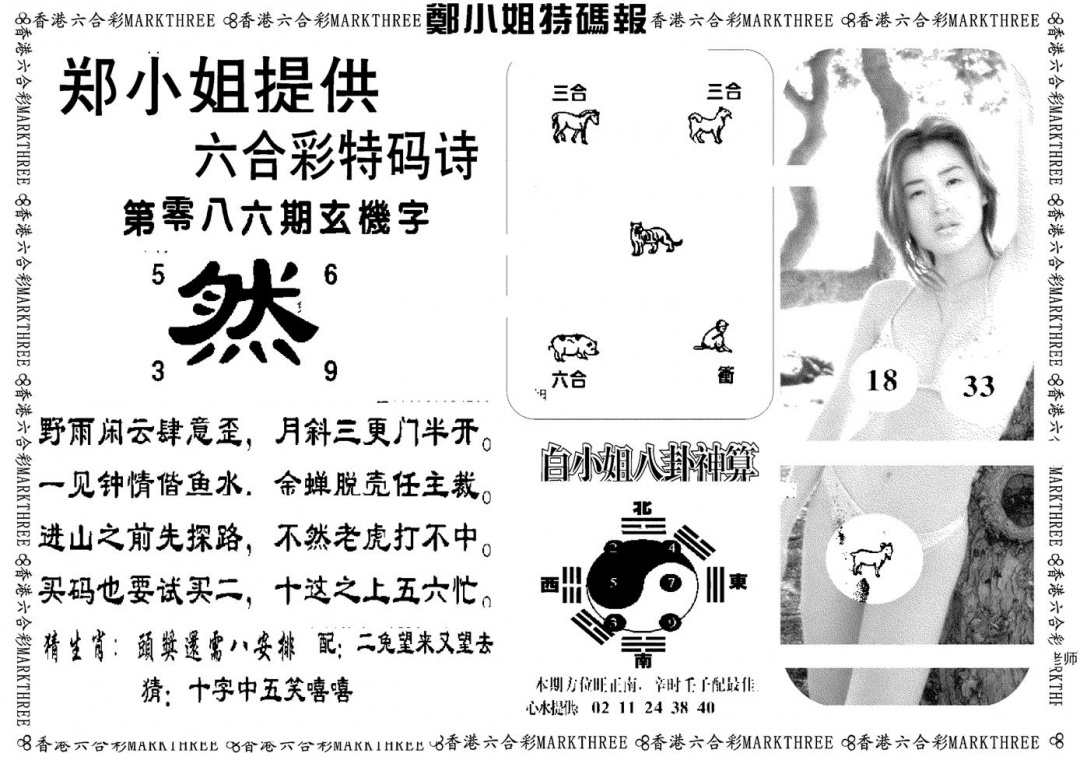 六合彩086期郑小姐特码报B(黑白)