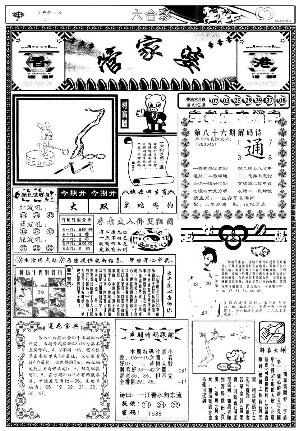 六合彩086期另管家婆A(黑白)