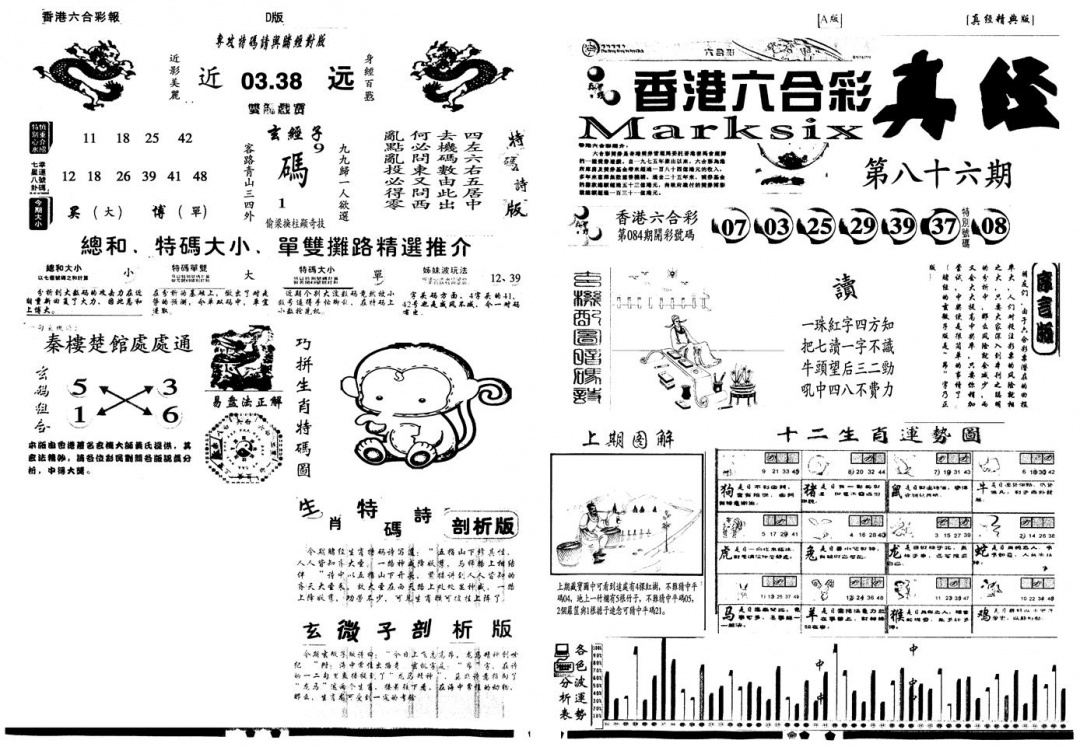 六合彩086期另真经A(黑白)