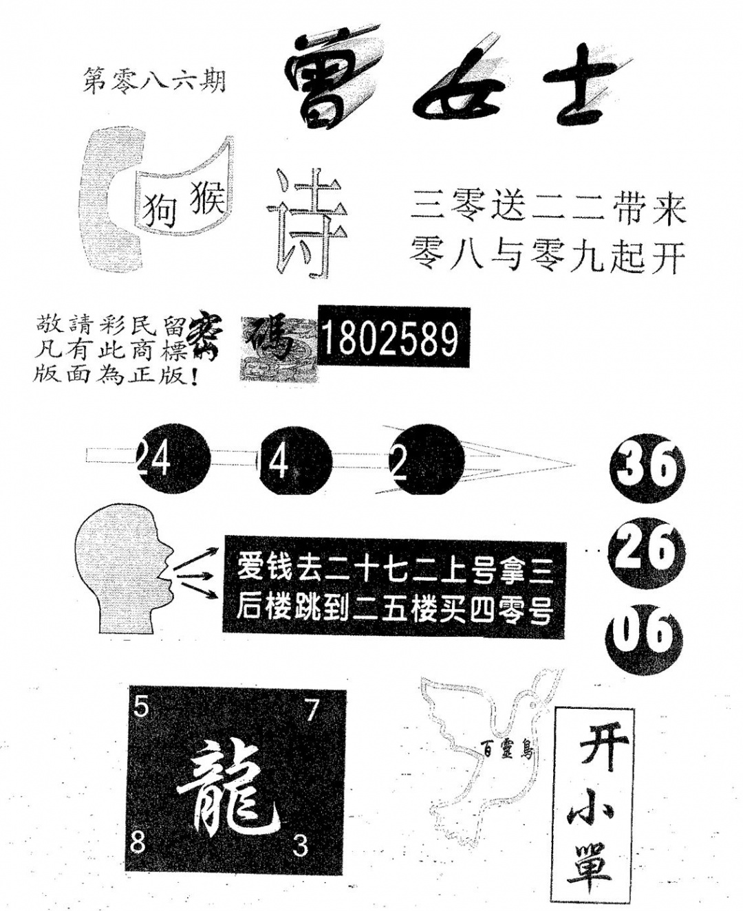 六合彩086期曾女士(黑白)