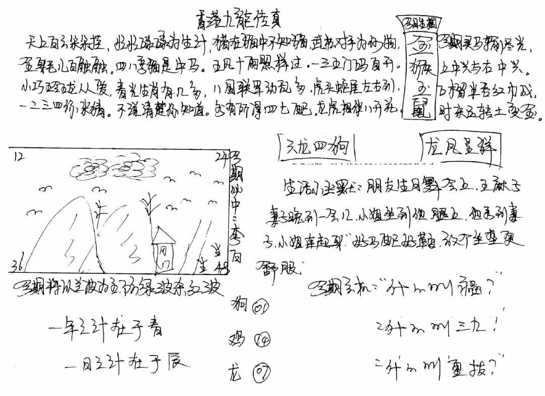 六合彩086期手写九龙内幕(早图)(黑白)