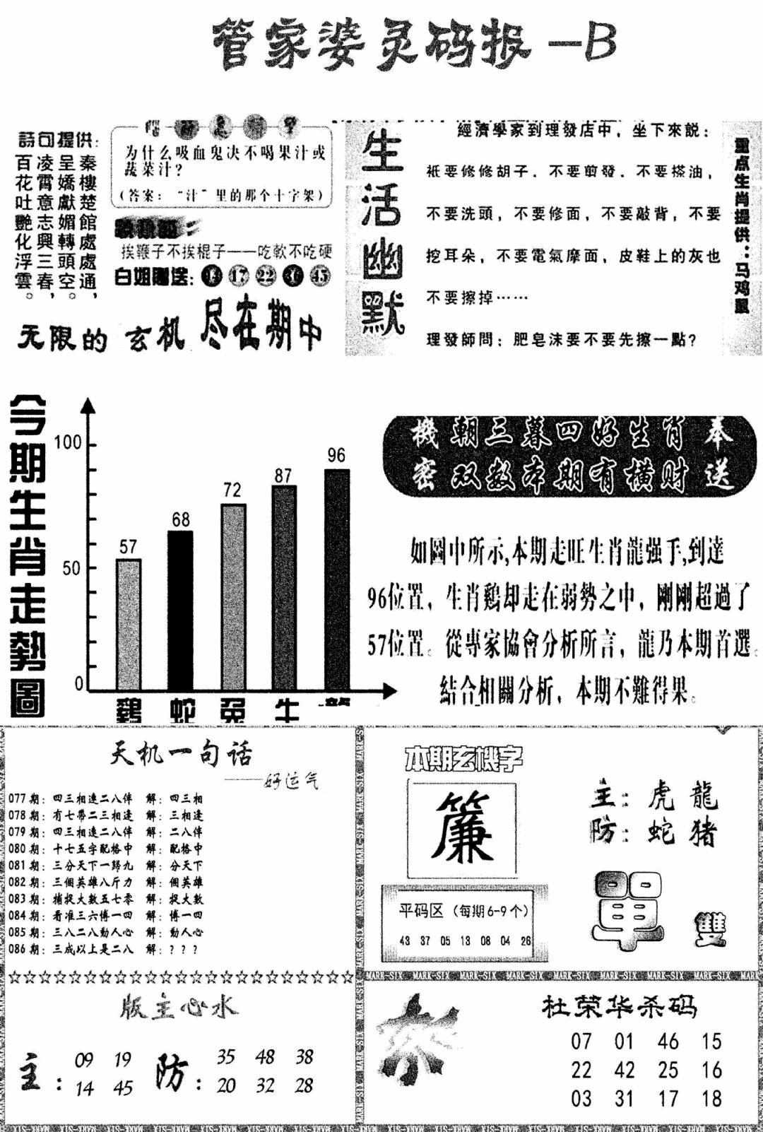 六合彩086期管家婆灵码报B(新图)(黑白)