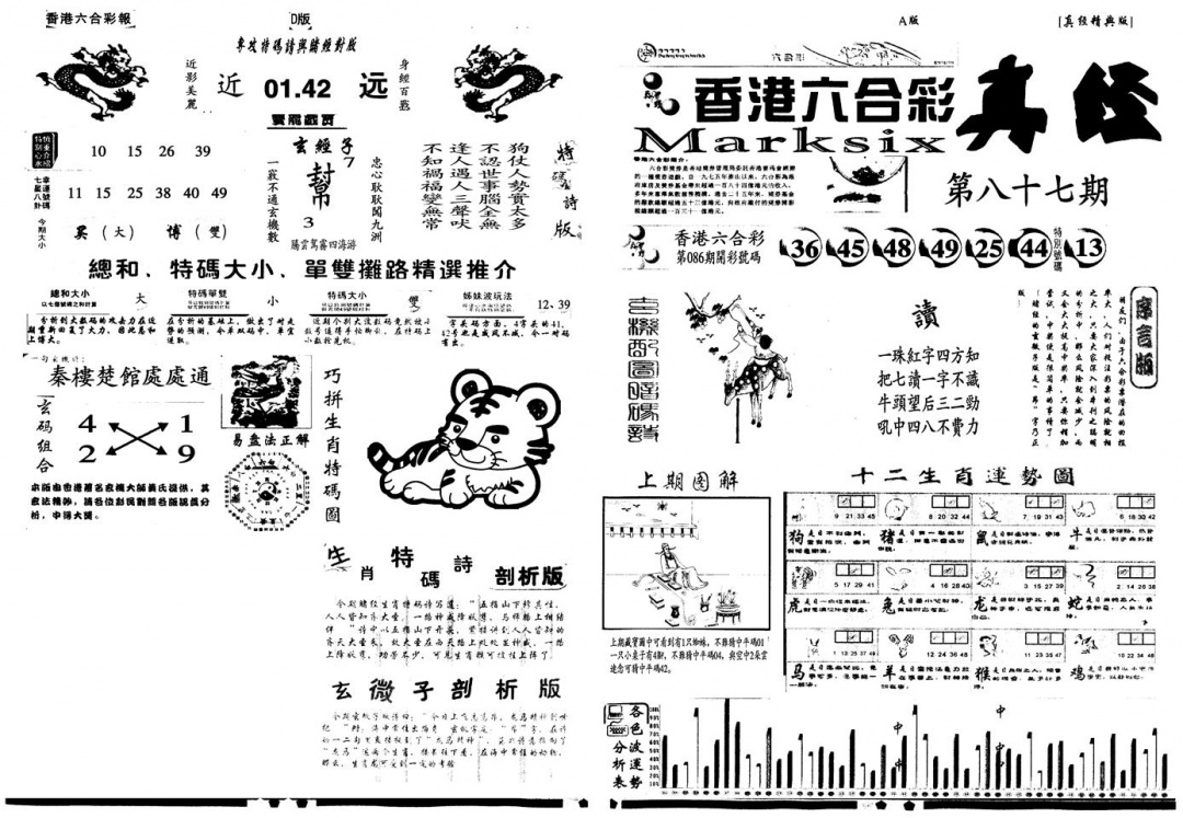 六合彩087期另真经A(黑白)