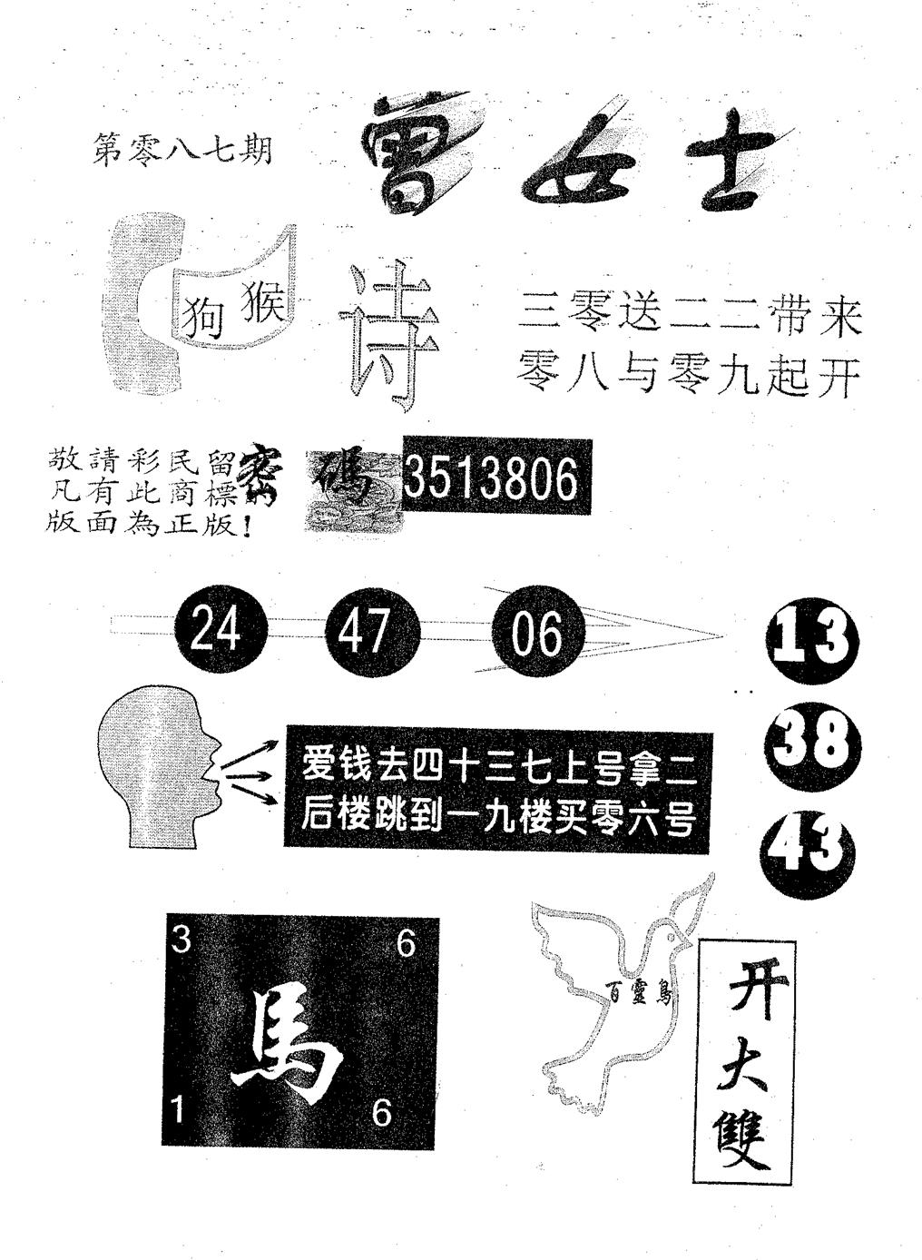 六合彩087期曾女士(黑白)