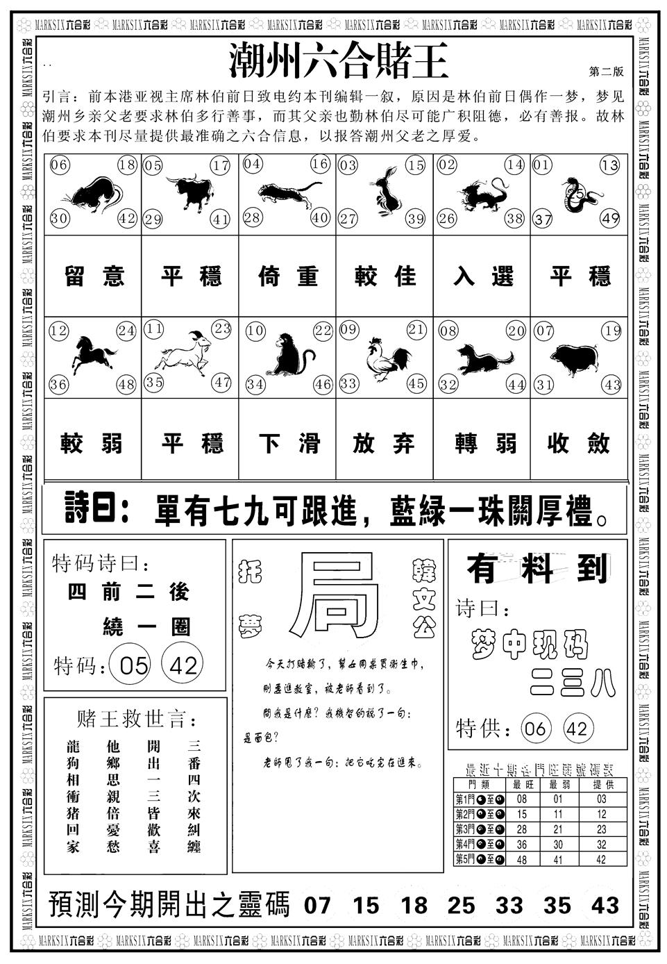 六合彩087期另版潮州六合赌王B(黑白)