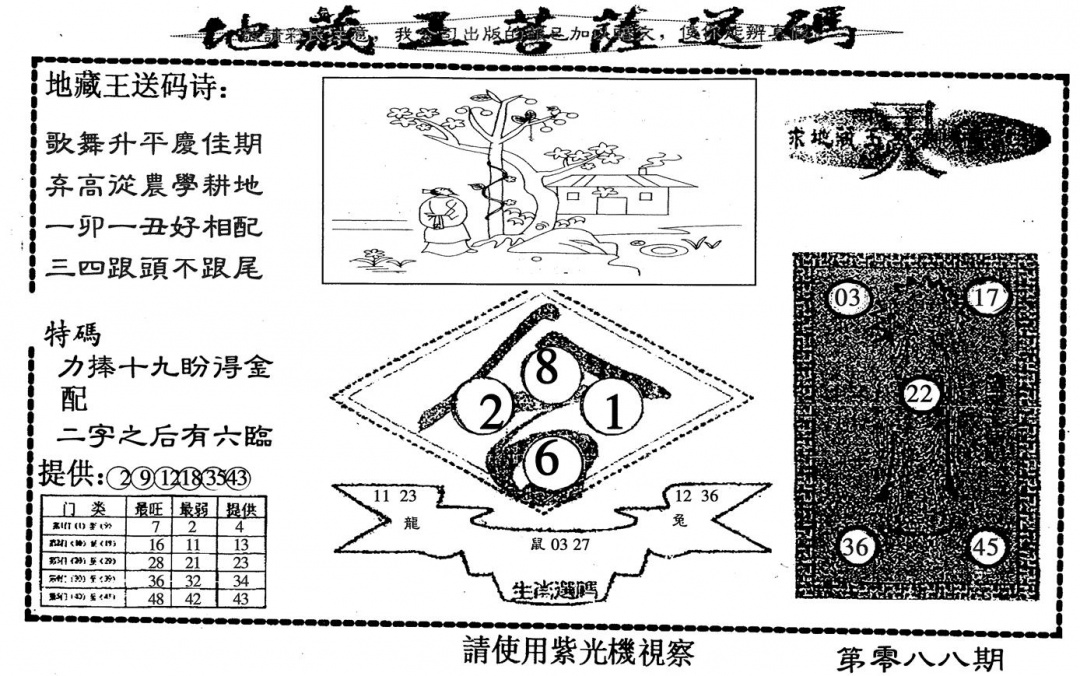 六合彩088期地藏王(黑白)
