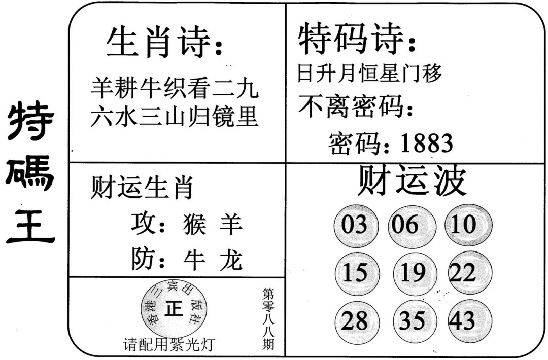 六合彩088期特码王(黑白)