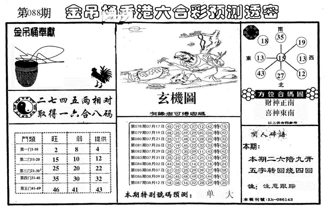 六合彩088期新金吊桶(黑白)
