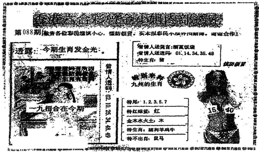六合彩088期曾金小姐A(黑白)