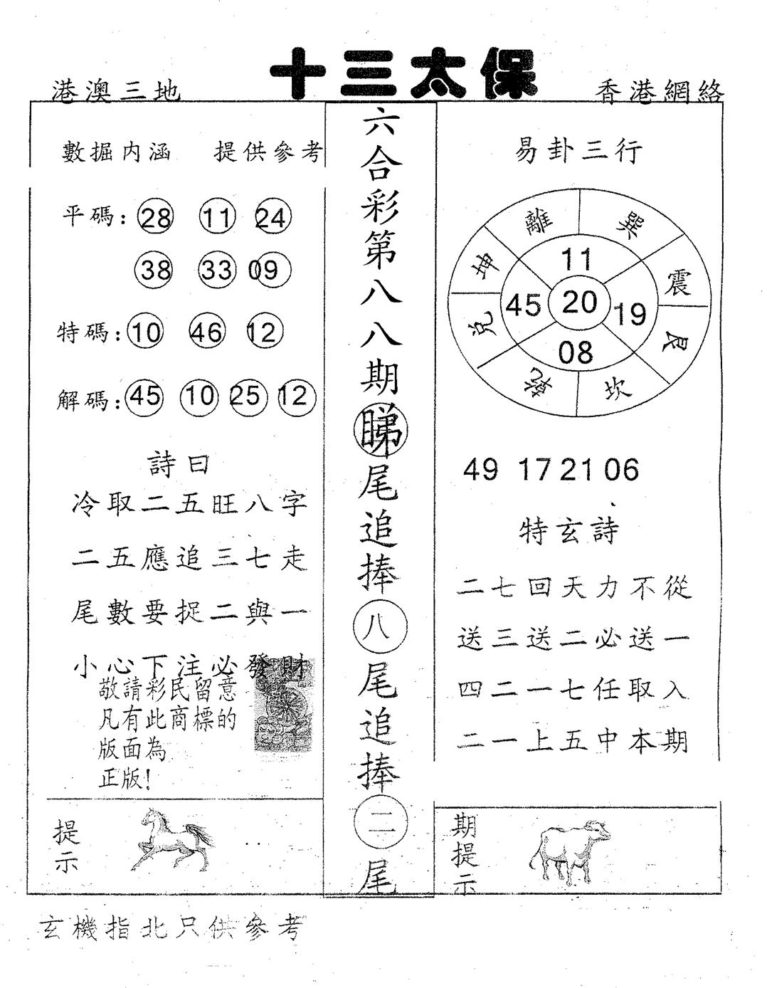 六合彩088期十三太保(黑白)