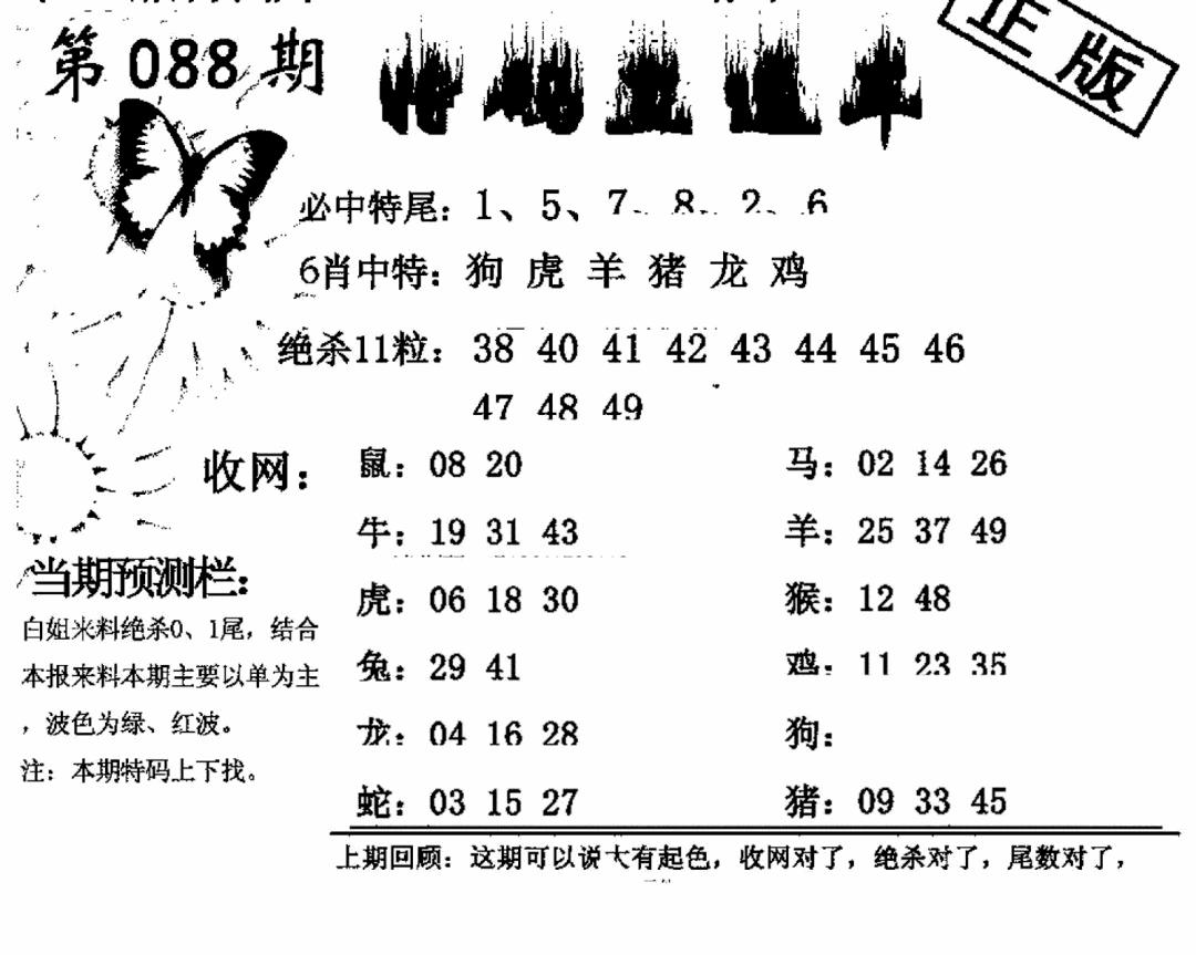 六合彩088期特码直通车(黑白)