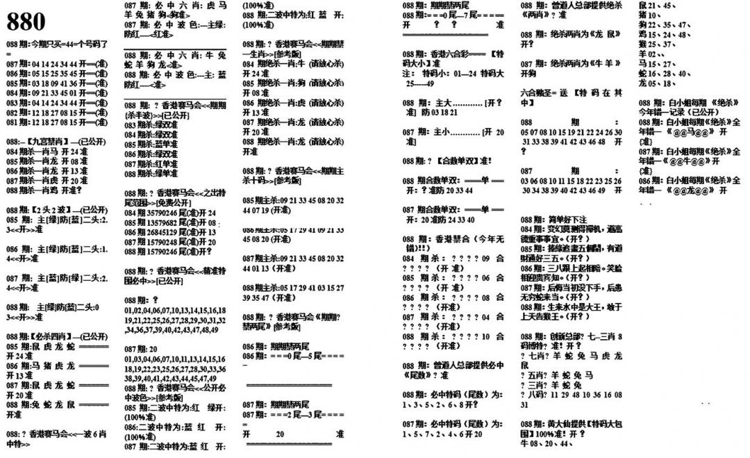 六合彩088期880特码版(黑白)