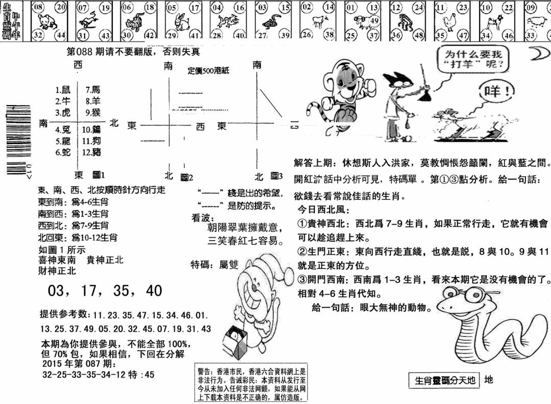 六合彩088期另版澳门足球报(黑白)