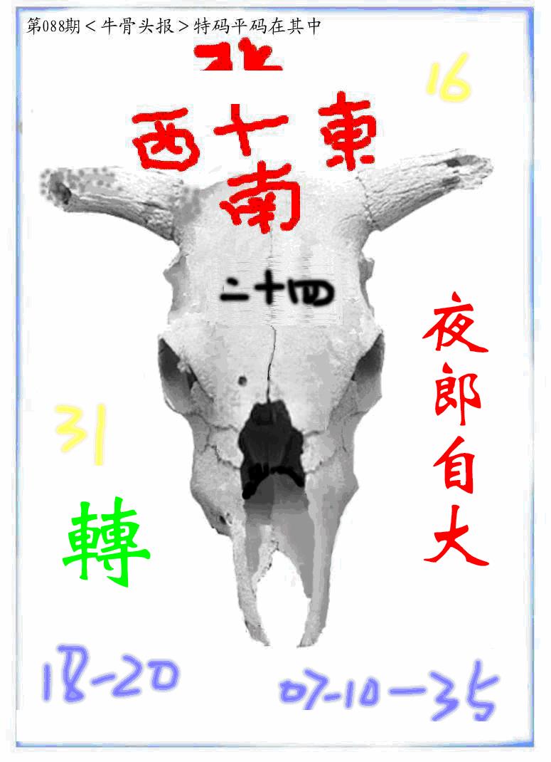 六合彩088期牛派牛头报(黑白)