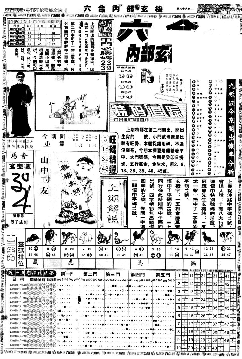 六合彩088期另版大内部A(黑白)