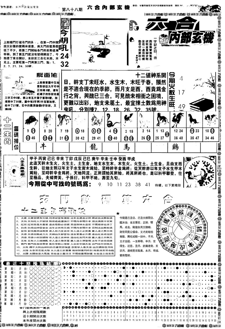 六合彩088期另版六内部玄机A(黑白)
