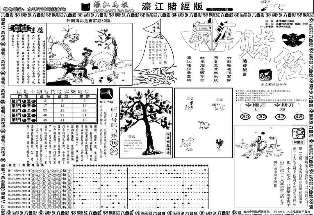 六合彩088期另版濠江赌经A(黑白)