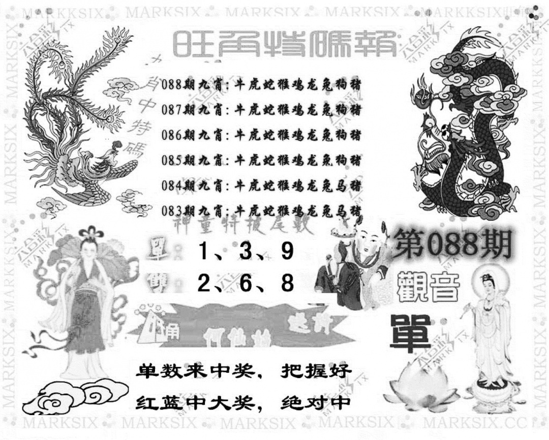 六合彩088期旺角特码报(彩)(黑白)