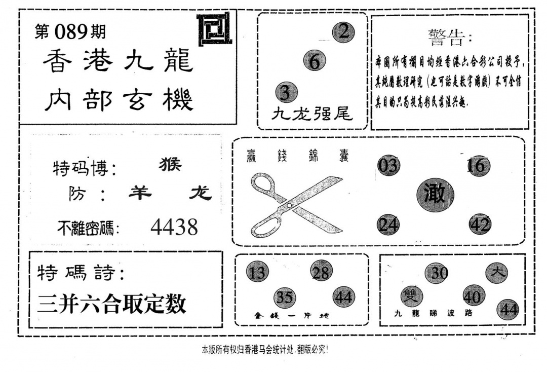 六合彩089期九龙内部(黑白)