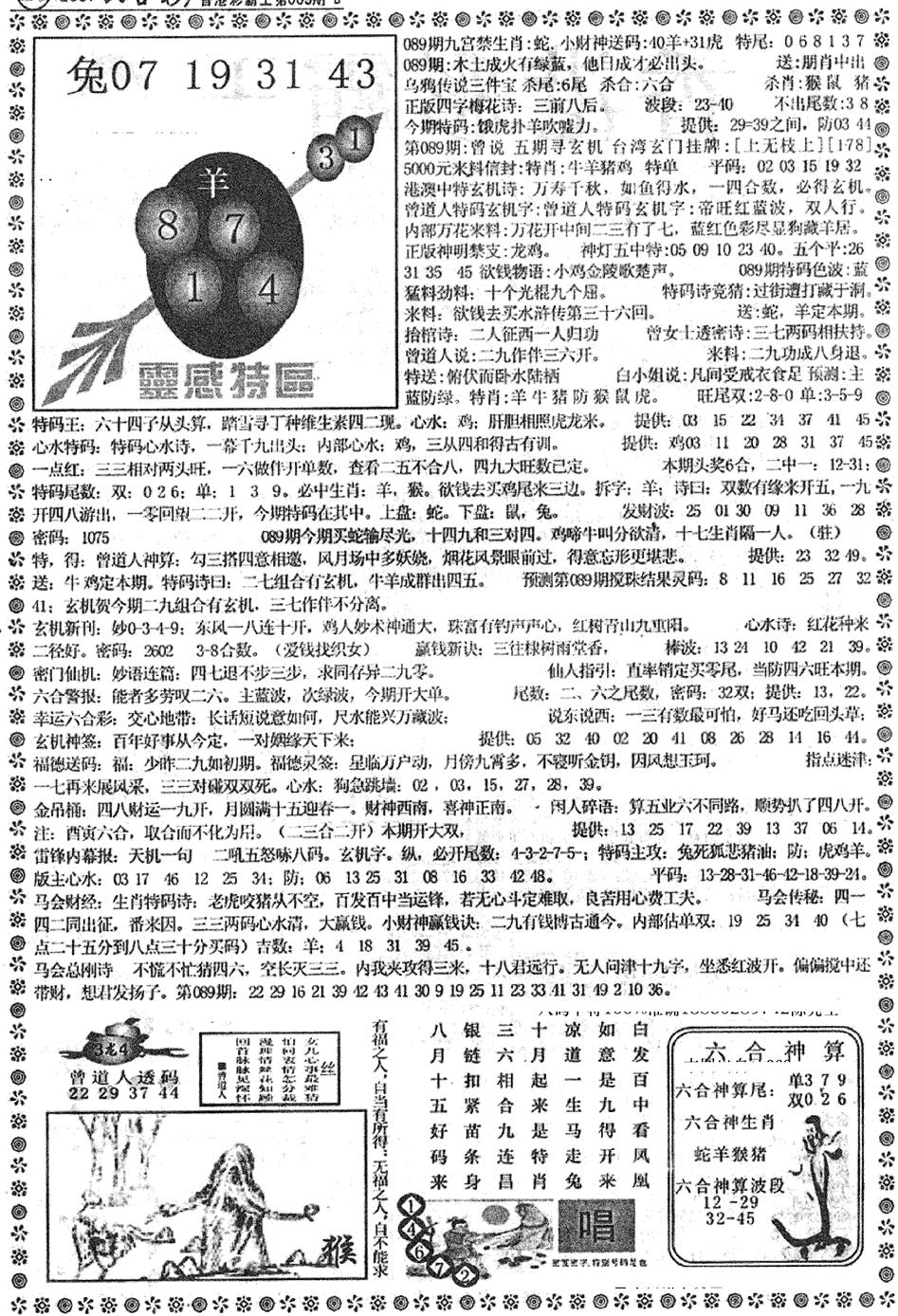 六合彩089期平西版彩霸王B(黑白)