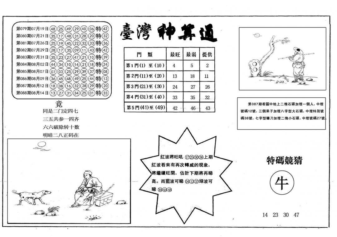 六合彩089期另台湾神算通(黑白)