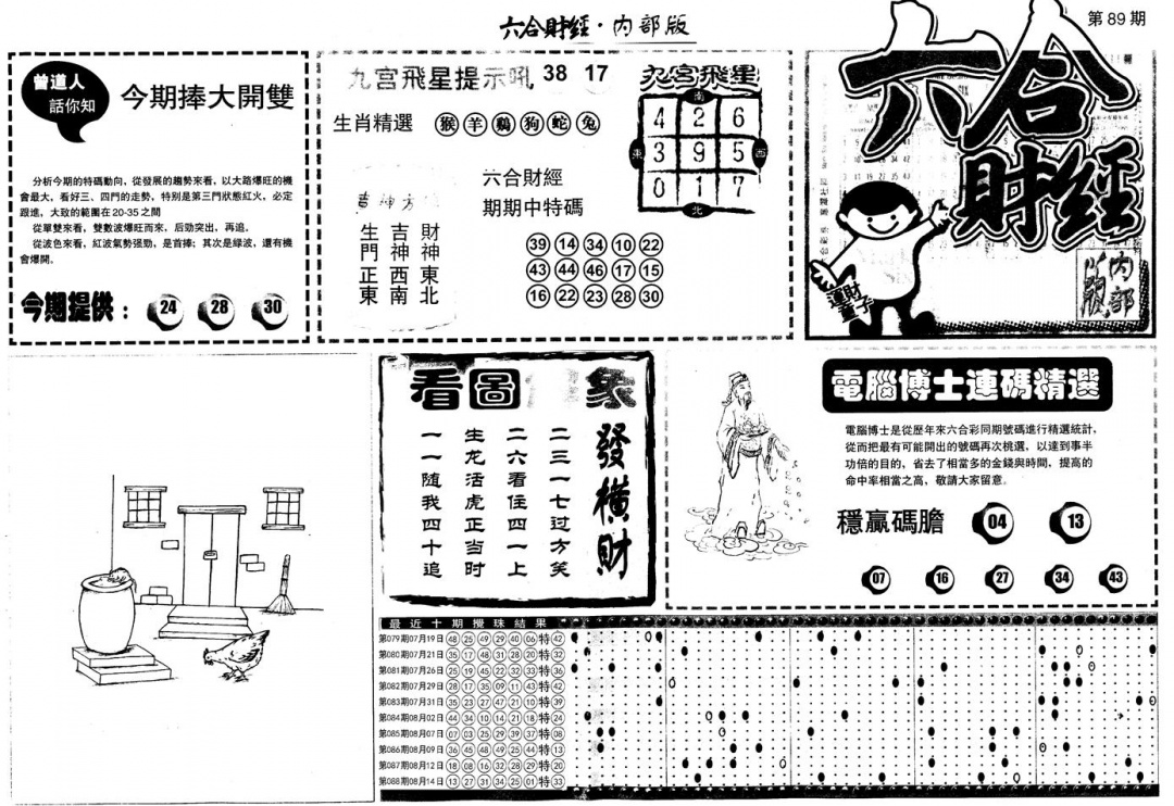 六合彩089期另版中财经A(黑白)
