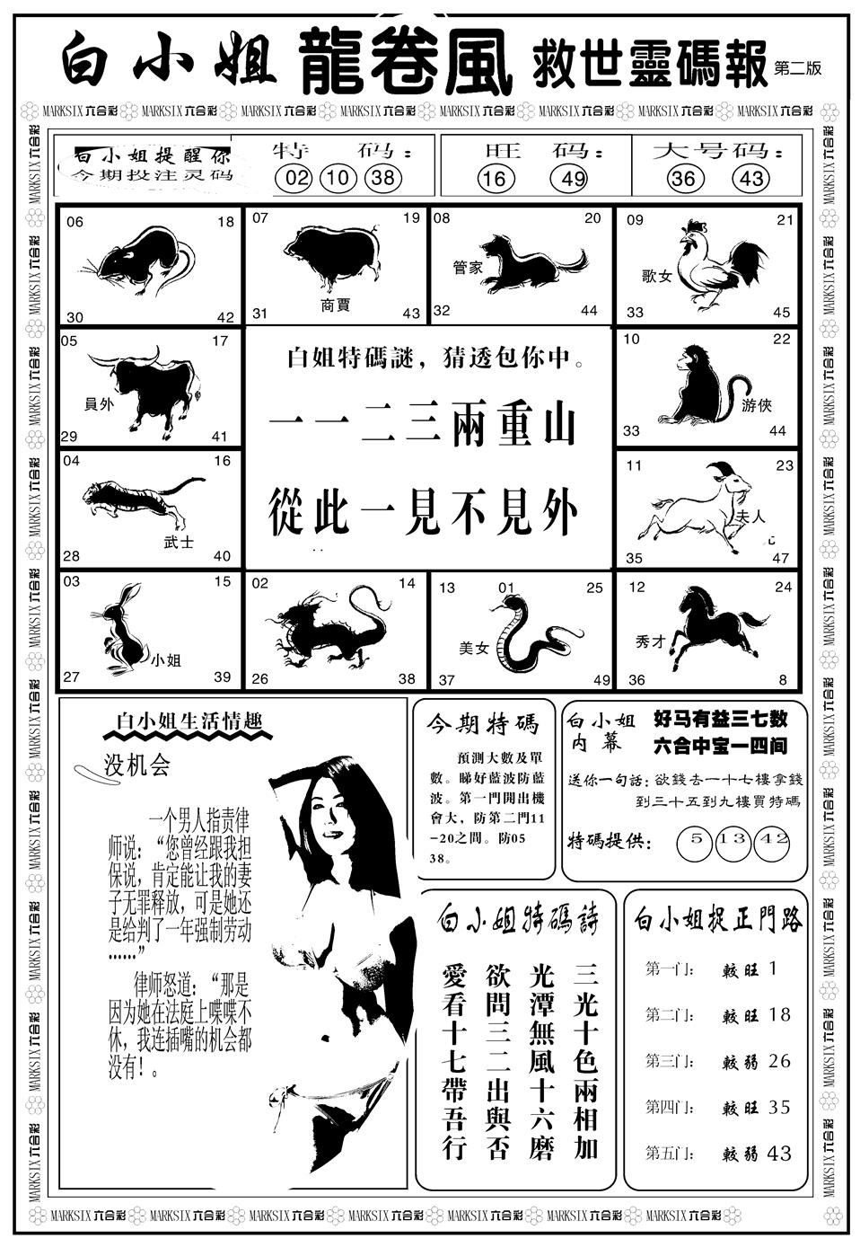 六合彩089期另版白姐龙卷风B(黑白)