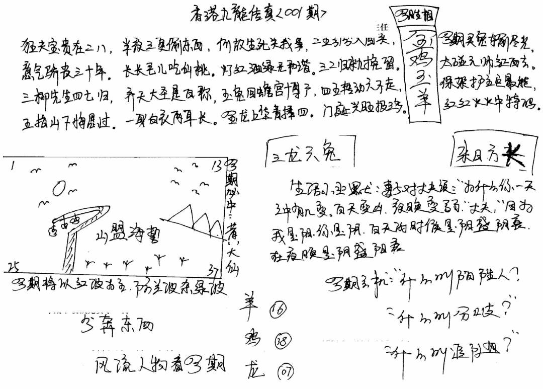 六合彩089期手写九龙内幕(早图)(黑白)
