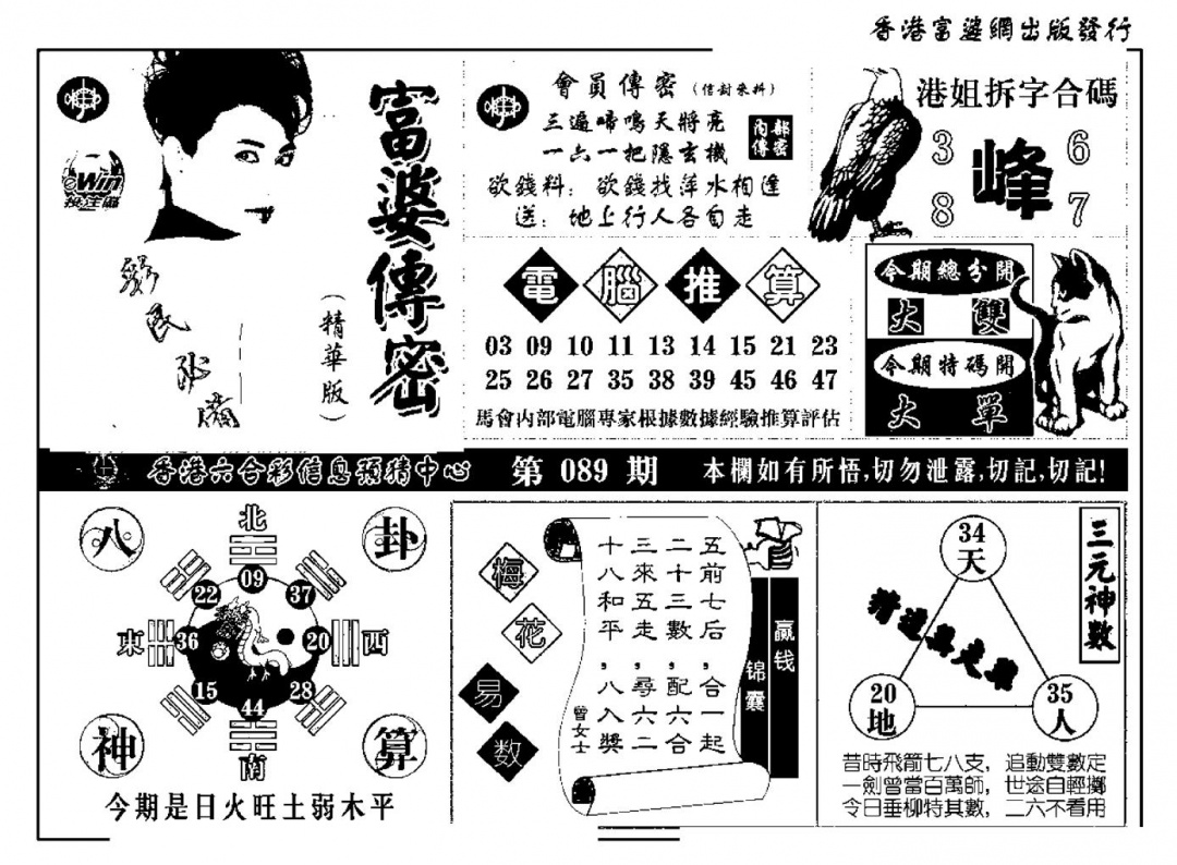 六合彩089期富婆传密(新料)(黑白)