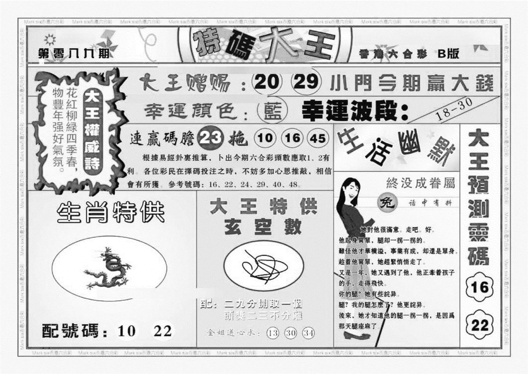 六合彩089期特码大王B（新图）(黑白)