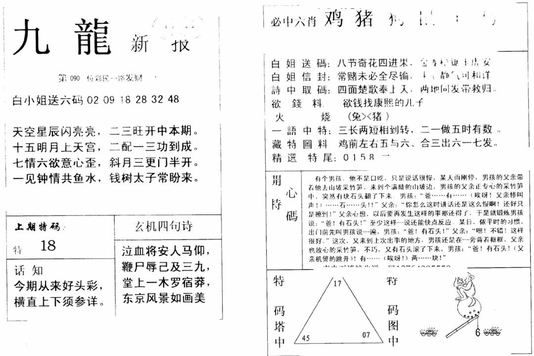 六合彩090期九龙新报(新)(黑白)