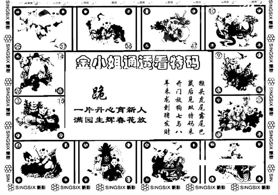 六合彩090期金小姐点醒B(黑白)