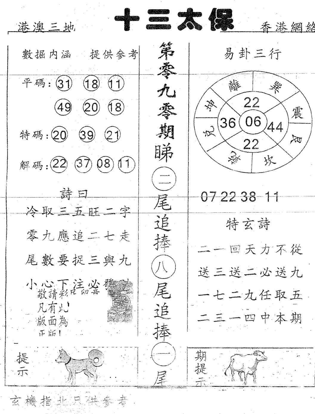 六合彩090期十三太保(黑白)